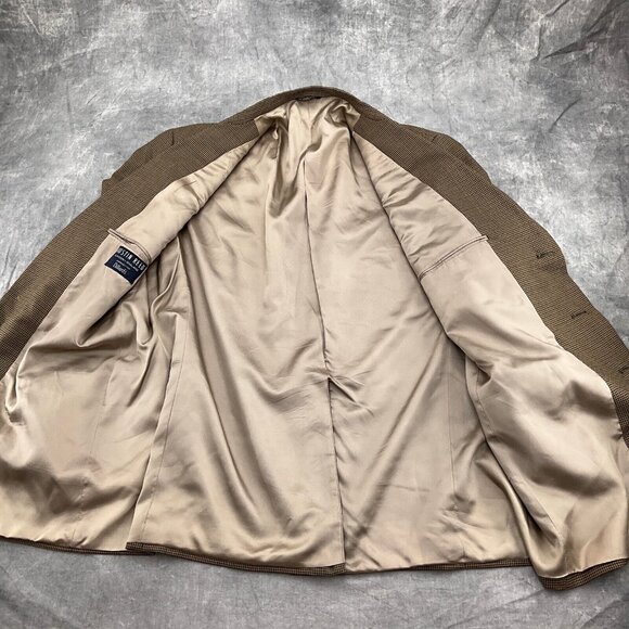 Austin Reed Blazer Men 52R Tan Green Houndstooth Wool Classic Career‎ Dillards - Picture 11 of 15